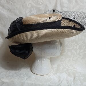 Sonni San Francisco Vintage Straw Ribbon Kentucky Derby Hat